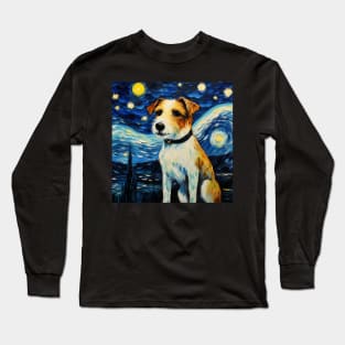 Parson Russell terrier painted in Van Gogh Style Long Sleeve T-Shirt